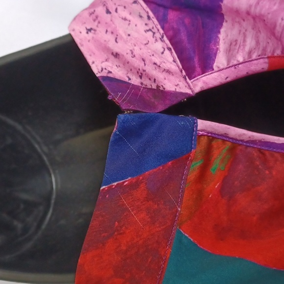 NICOLE MILLER NY Abstract Print Matte Charmuse Maxi Dress Sz M, 19" ptp, 56" lg - Picture 7 of 11